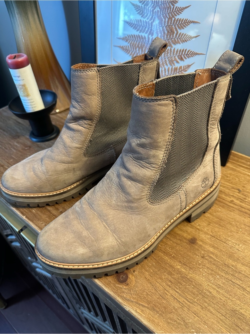 Timberland Gray Taupe Suede Chelsea Boots